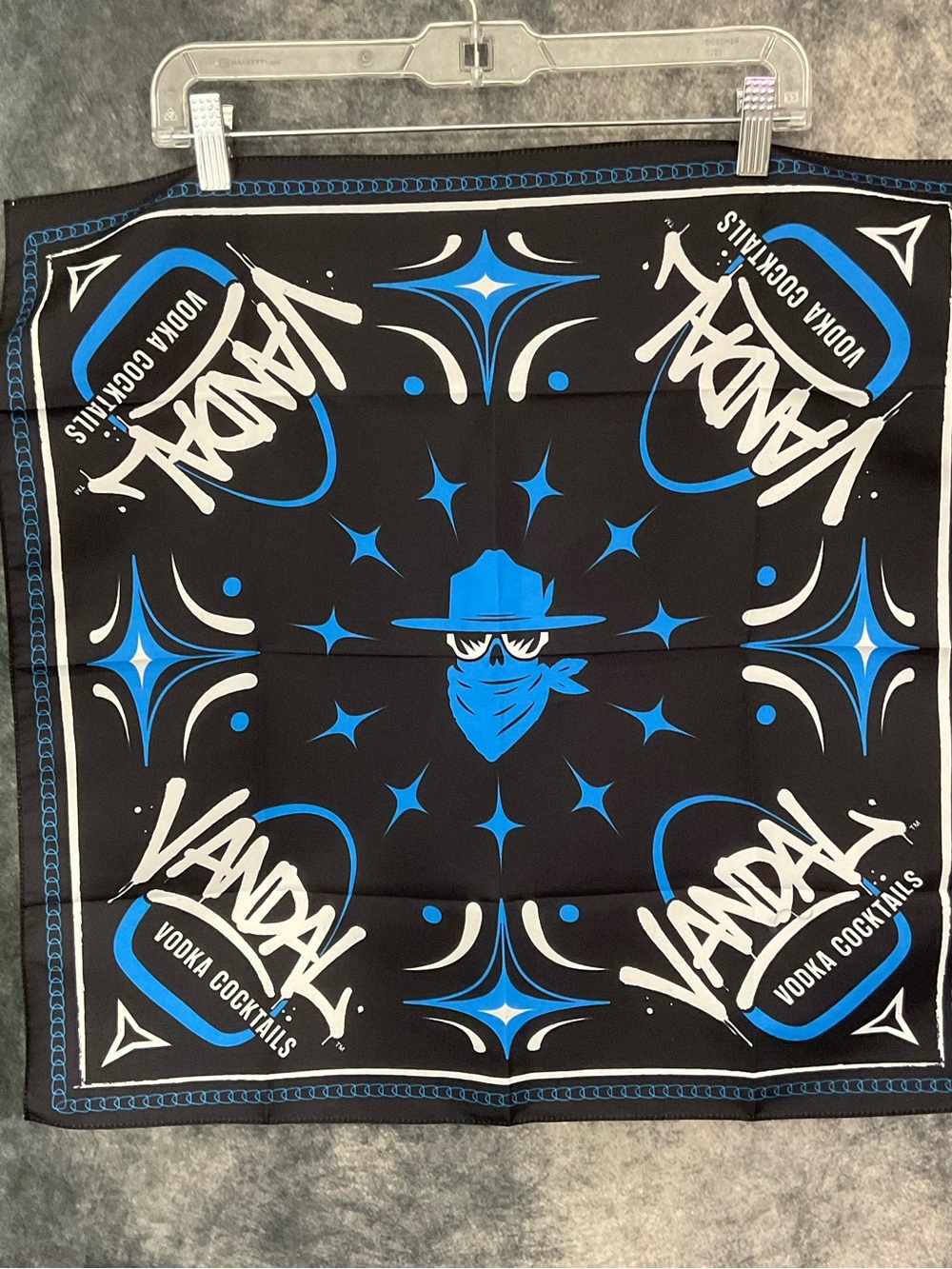 New Vandal Vodka Cocktails Bandana Scarf in Black & Bright Blue